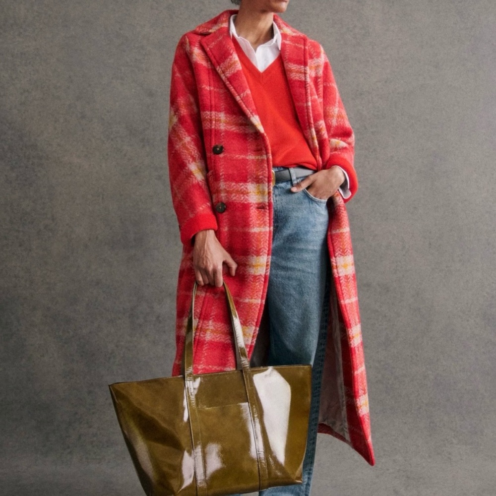 Sezane Red Plaid Viktor Coat size 14/46